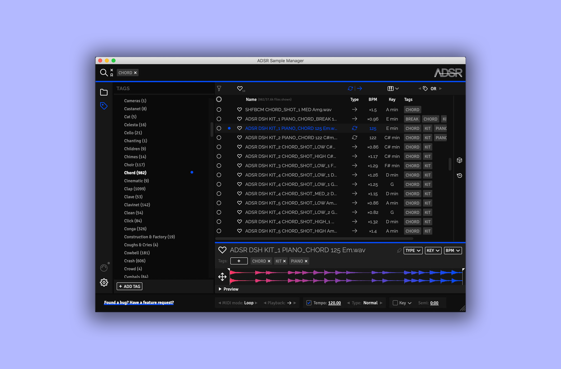 custom slider adsr sample manager