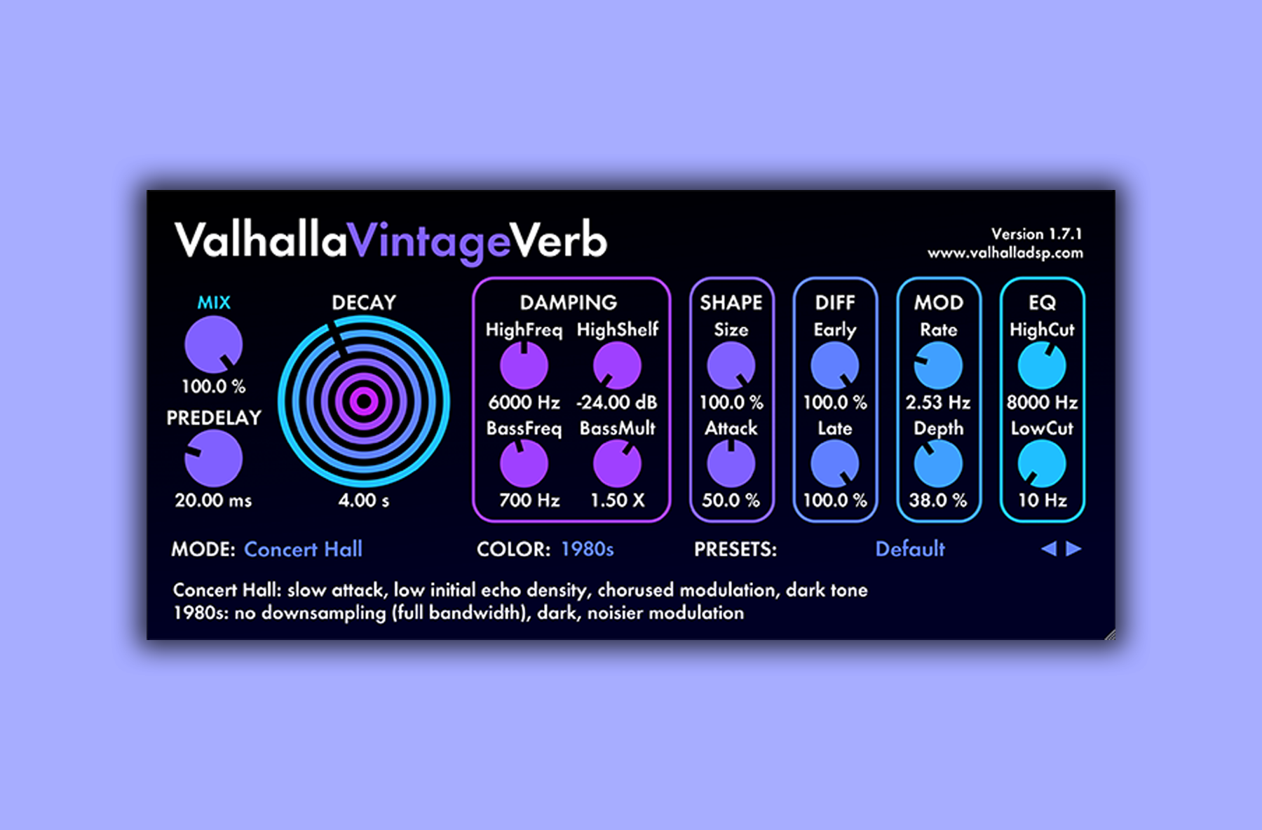 Valhalla vintage vst. Реверб Valhalla. Ревербератор Вальхалла. Valhalla Reverb FL Studio 20. Valhalla Vintage Reverb 1.7.1.